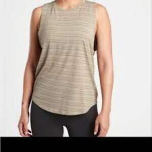 Athleta Cloudlight Striped Muscle Tank Top Light Green/White Size Medium